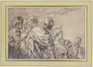 Half-Figure Group with Men and Women with Children by François Boucher