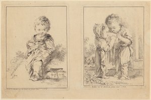 Little Savoyard and the Little Milk Drinkers [Two Plates] by François Boucher