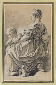 Kneeling Young Woman with Child by François Boucher