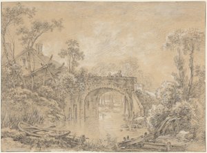 Landscape with a Rustic Bridge by François Boucher
