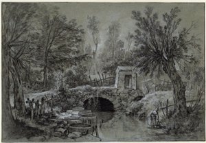 Landscape with Stream and Bridge by François Boucher