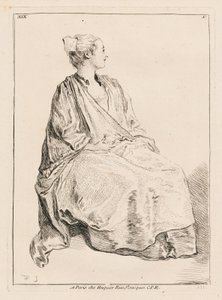 Seated Woman Facing Right by François Boucher