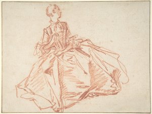 Seated Woman Holding a Fan by François Boucher