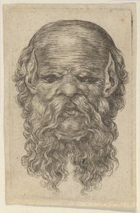 Mask of a Bald Man with Pointed Ears and a Long, Parted Beard, from Divers Masques