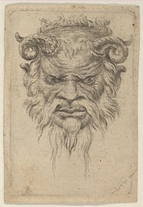 Satyr Mask with Curled Horns Looking Down, from Divers Masques