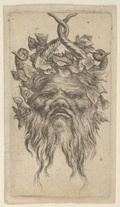 Satyr Mask with Hooked Horns and an Ivy Wreath, from Divers Masques by Francois Chauveau