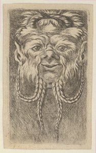 Satyr Mask with Overlapping Horns and Four Braided Strands of Beard