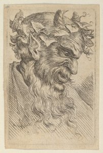 Satyr Mask with a Crown of Ivy, Facing Right, from Divers Masques by Francois Chauveau