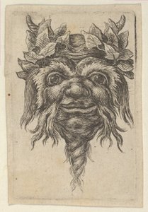 Satyr Mask with a Spiral-Shaped Beard and Ivy Grouped Around Each Horn by Francois Chauveau