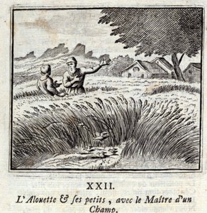 The Lark and its Little Ones with the Master of a Field (Illustration by François Chauveau) by Francois Chauveau