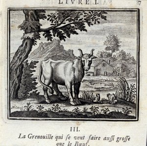 The Frog who wants to get as big as the Beef (Illustration by François Chauveau) by Francois Chauveau
