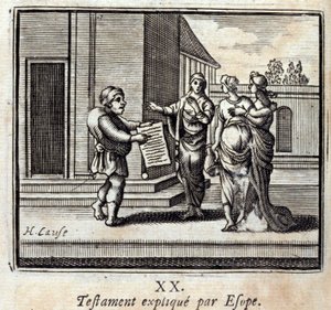 Will Explained by Aesop. Fables by Jean de La Fontaine (1621-95). Illustration by François Chauveau (1613-1676). Edition of 1728. by Francois Chauveau