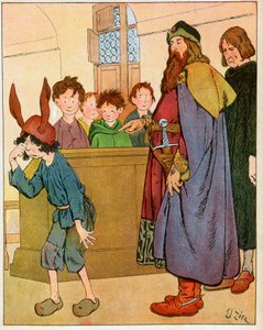 King Charlemagne (742-814) established schools for lay children in 789, and met with schoolchildren (King Charlemagne visiting scholars and promotes education and schools for lay children) - Illustration by Francois Zier (1856-1924) taken from Nos-Gloriers