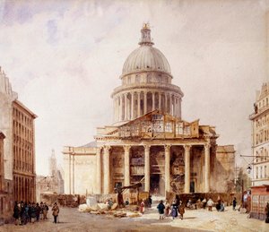 View of the Pantheon Under Construction in Paris from Rue Soufflot
