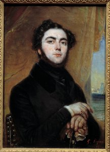Portrait of Eugene Sue, novelist. Painting by Francois Gabriel Lepaulle