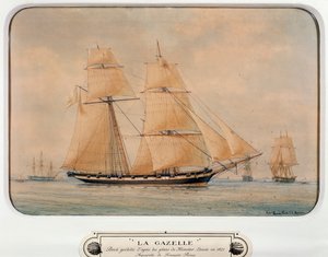 The schooner La Gazelle by Francois Geoffroy Roux