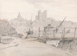 Southeast View of Rochester Castle and the Cathedral by Francois Louis Thomas Francia