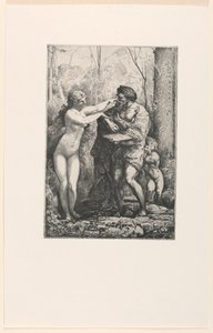 Artist and a Nymph, from Twelve Etchings by Chifflart by Francois Nicolas Chifflart