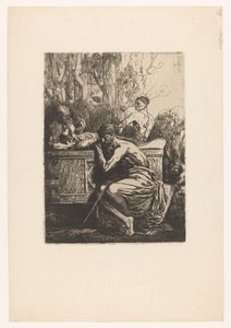 Classical Scene with Men Around a Sarcophagus