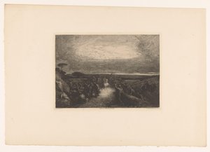 Landscape with Rider in a Crowd by Francois Nicolas Chifflart