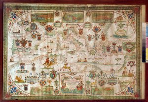 Geographic Map of the Mediterranean Sea by Francois Ollive