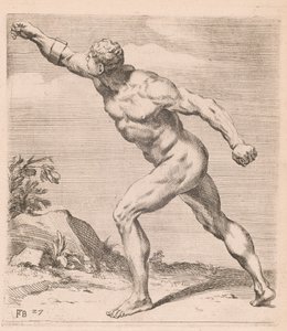 A Nude Fighting Man, side view, turned to left by Francois Perrier
