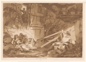 Young Stumbling Man Falls on a Woman Being Painted by Francois Philippe Charpentier