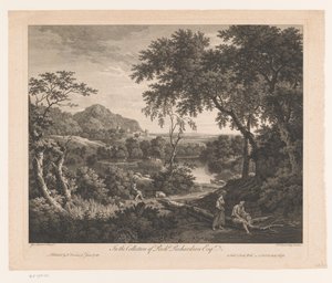 Landscape with Shepherd and Two Figures by a Pool