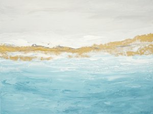 Abstract Blue Gold Seascape by Françoise Wattré