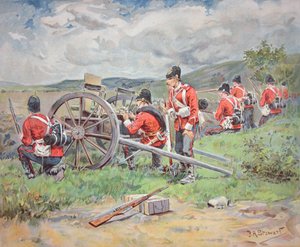 British Troops Working a Maxim Machine Gun During Manoeuvres