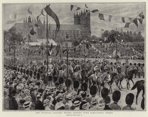 The Colonial Cavalry Escort Passing Down Parliament Street by Frank Dadd
