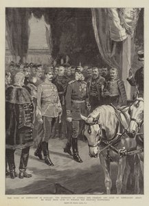 The Duke of Connaught in Hungary, the Emperors of Austria and Germany and Duke of Connaught about to start from Guns to Witness the Military Manoeuvres by Frank Dadd