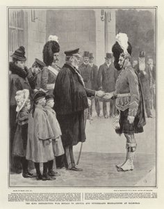 The King Distributing War Medals to Argyll and Sutherland Highlanders at Balmoral