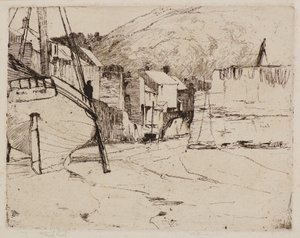 Polperro Harbour with Bridge by Frank and Goulding Frederick Short