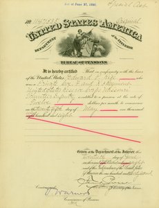 Notice of right of pension to Edward Parker Rice, June 20, 1908