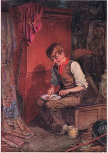 Kit carried a large slice of bread and meat into a corner, and applied himself to disposing of it with great voracity, c.1920