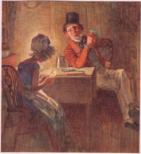 The Marchioness holding her cards very tight in both hands, considered which to play, c.1920