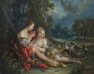 Two Nymphs of Diana Resting After Their Return from the Hunt