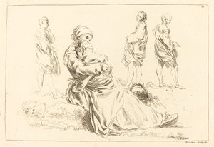 Figure Studies Including Seated Mother and Child by François Boucher after Abraham Bloemaert