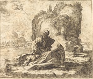 Saint John on the Isle of Patmos by François Collignon after Jacques Callot