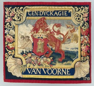 Cushion Cover with a Symbolic Representation and the Coat of Arms of Voorne