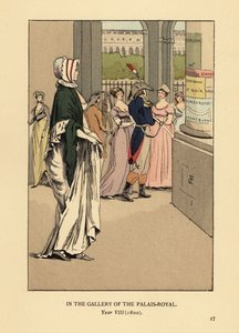 Fashionable Woman Strolling Through the Gallery of the Palais Royal, Paris, Year VIII