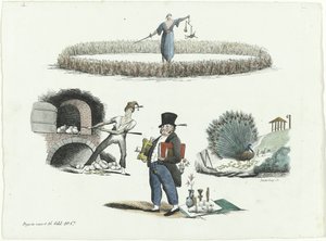 Caricature of J.C. Backer, C. Seyn, and S. van der Paauw, 1839 by François Desterbecq