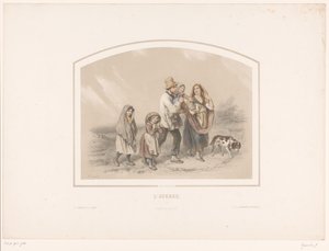 Family with Dog in a Downpour by François Grenier