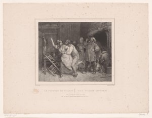 Man Trying to Embrace Woman in Tavern (Twelve Representations of Various Figures) (Album de douze sujets) (series title) by François Grenier
