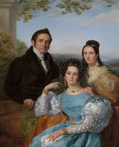 Portrait of Théodore Joseph Jonet and His Two Daughters