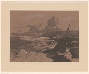 Stranded Shipwrecks After a Storm by François Louis Français (attributed to)
