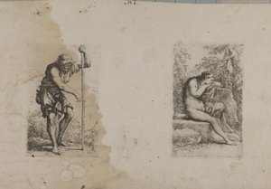 Standing Man, Holding Staff--Seated Female by François Morel