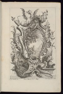 Cartouche with a Dragon and Armorial Trophy, Book of Cartouches for Different Uses