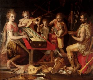 Music Characters. Allegory of musical instruments by Frans Floris (1515-1570) by Frans Floris